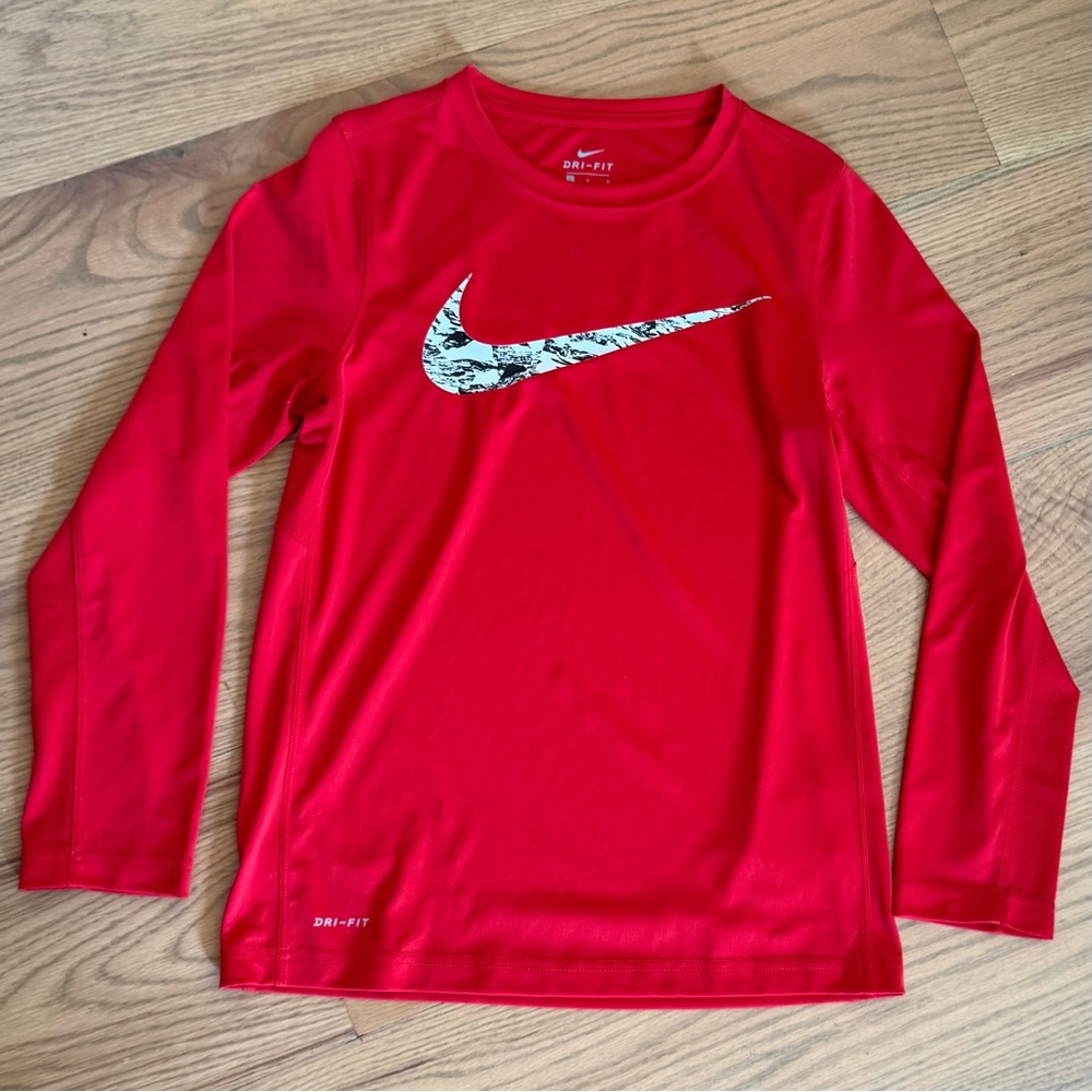 Nike Kids Red Dri-FIT Long Sleeve Tee